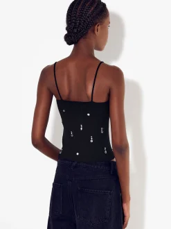 PARFOIS Top De Punto Con Aplicaciones Negro Cheap