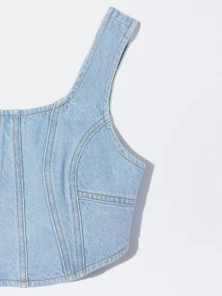 PARFOIS Top Denim Plateado Flash Sale