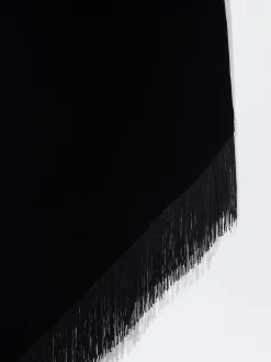 PARFOIS Vestido Asim&eacute;trico De Terciopelo Con Flecos Negro Sale