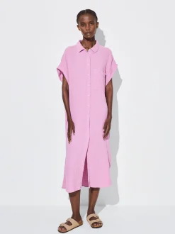 PARFOIS Vestido Camisero Algod&oacute;n Rosa Hot