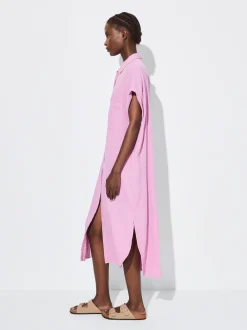 PARFOIS Vestido Camisero Algod&oacute;n Rosa Hot