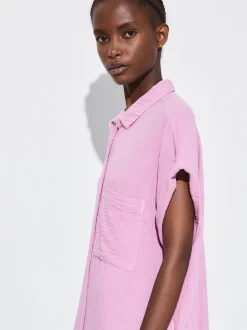 PARFOIS Vestido Camisero Algod&oacute;n Rosa Hot