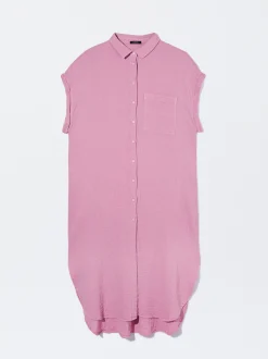 PARFOIS Vestido Camisero Algod&oacute;n Rosa Hot