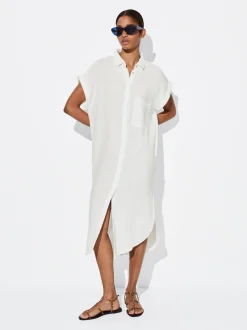 PARFOIS Vestido Camisero Algod&oacute;n Blanco Hot