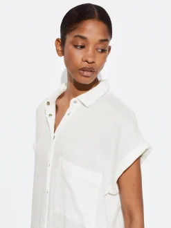PARFOIS Vestido Camisero Algod&oacute;n Blanco Hot