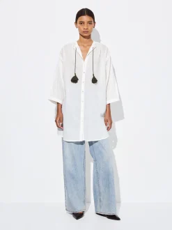 PARFOIS Vestido Camisero Algod&oacute;n Blanco Fashion