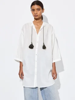 PARFOIS Vestido Camisero Algod&oacute;n Blanco Fashion