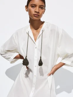 PARFOIS Vestido Camisero Algod&oacute;n Blanco Fashion