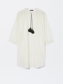 PARFOIS Vestido Camisero Algod&oacute;n Blanco Fashion