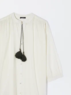 PARFOIS Vestido Camisero Algod&oacute;n Blanco Fashion