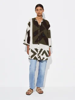 PARFOIS Vestido Camisero Algod&oacute;n Con Impresi&oacute;n Multicor Hot