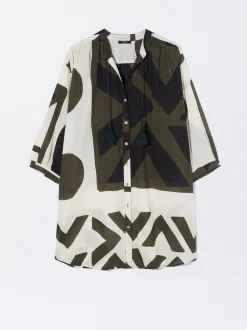 PARFOIS Vestido Camisero Algod&oacute;n Con Impresi&oacute;n Multicor Hot