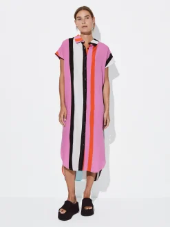 PARFOIS Vestido Camisero Con Rayas Multicor Cheap