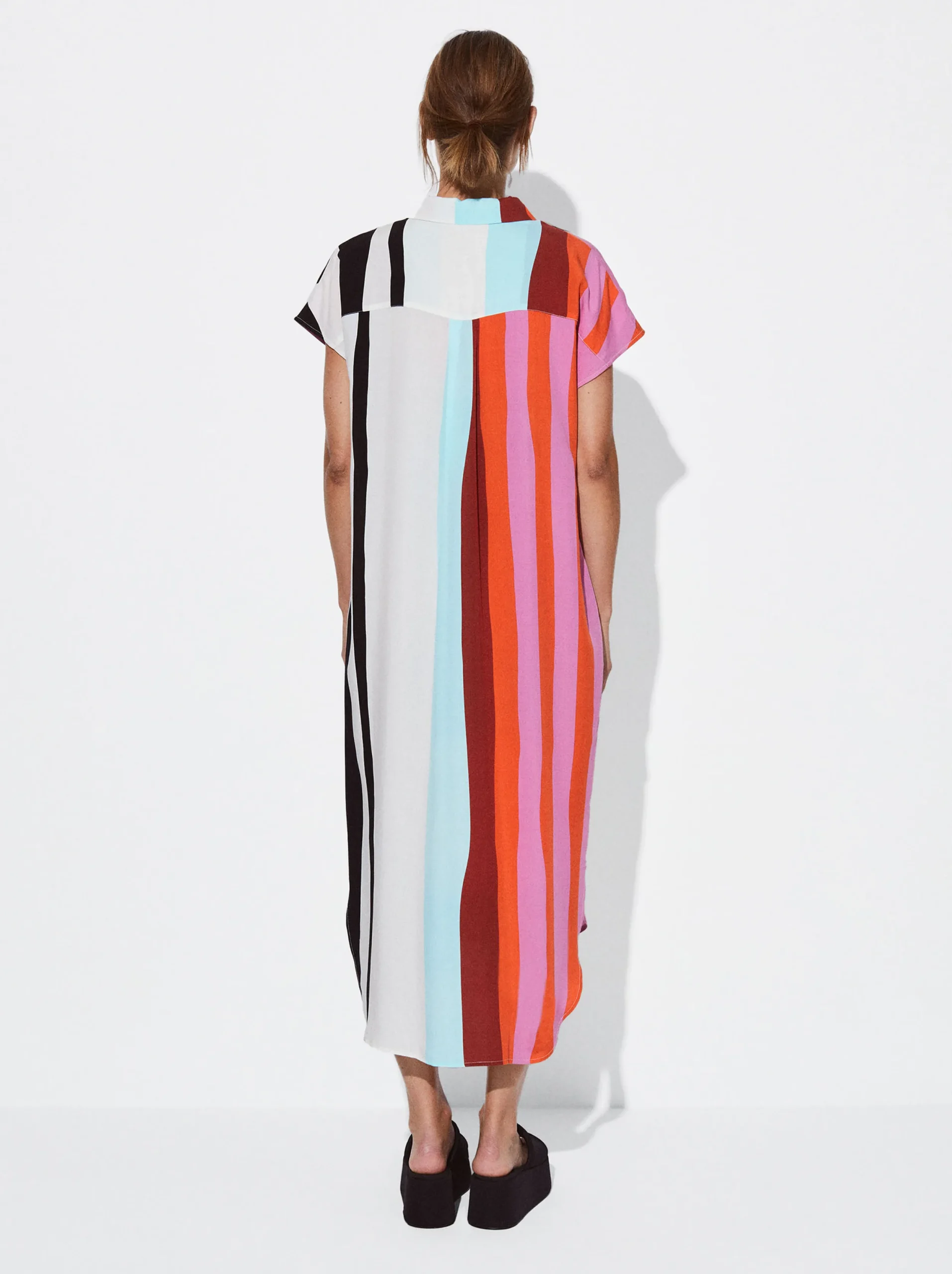 PARFOIS Vestido Camisero Con Rayas Multicor Cheap
