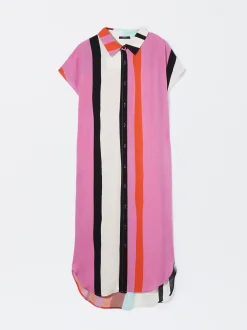 PARFOIS Vestido Camisero Con Rayas Multicor Cheap