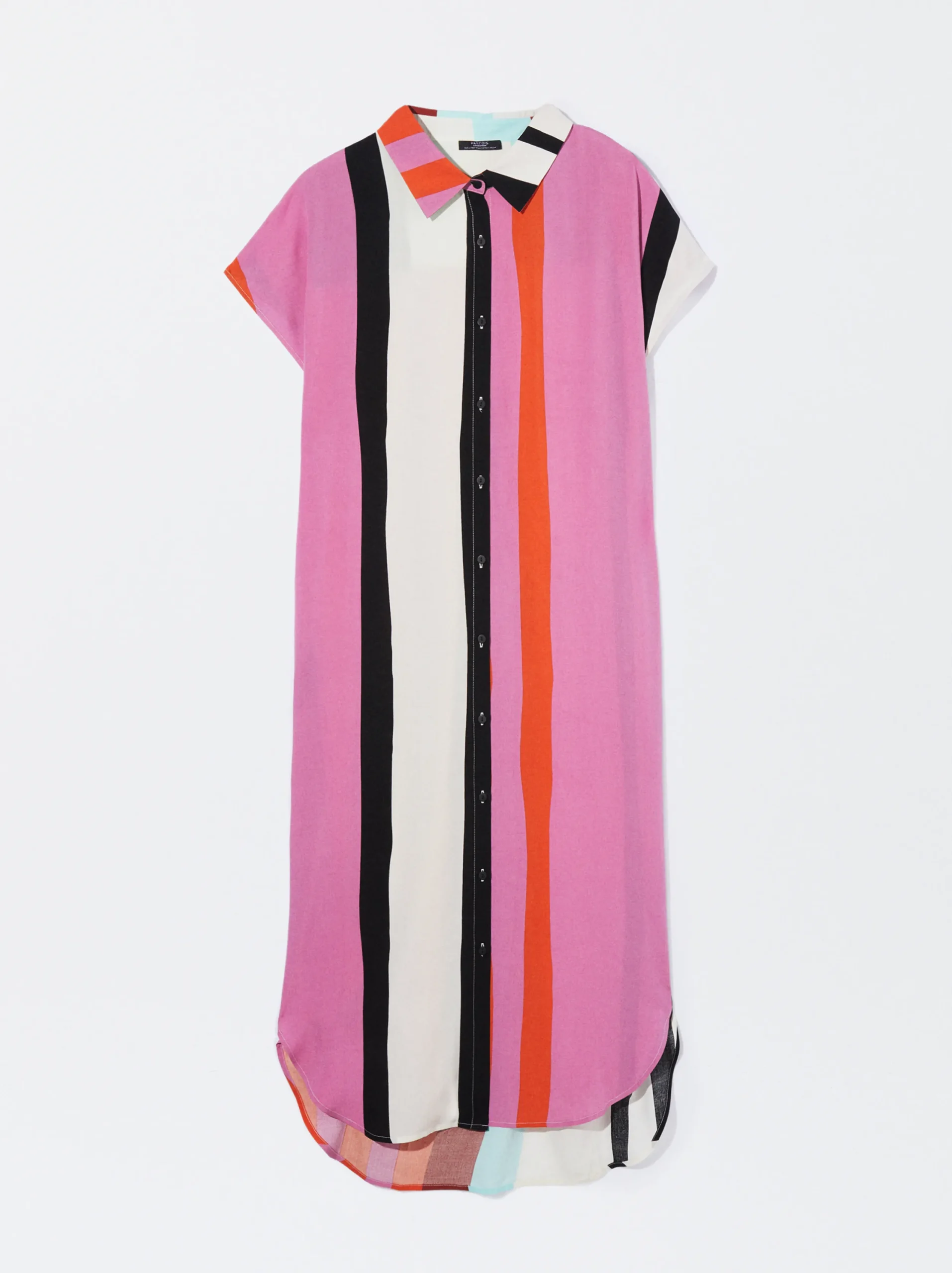 PARFOIS Vestido Camisero Con Rayas Multicor Cheap