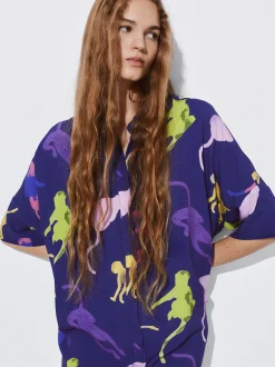 PARFOIS Vestido Camisero Estampado Multicor New