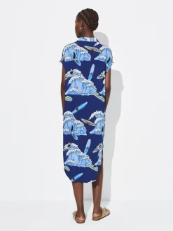 PARFOIS Vestido Camisero Estampado Azul Discount