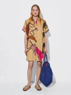PARFOIS Vestido Camisero Estampado Multicor New