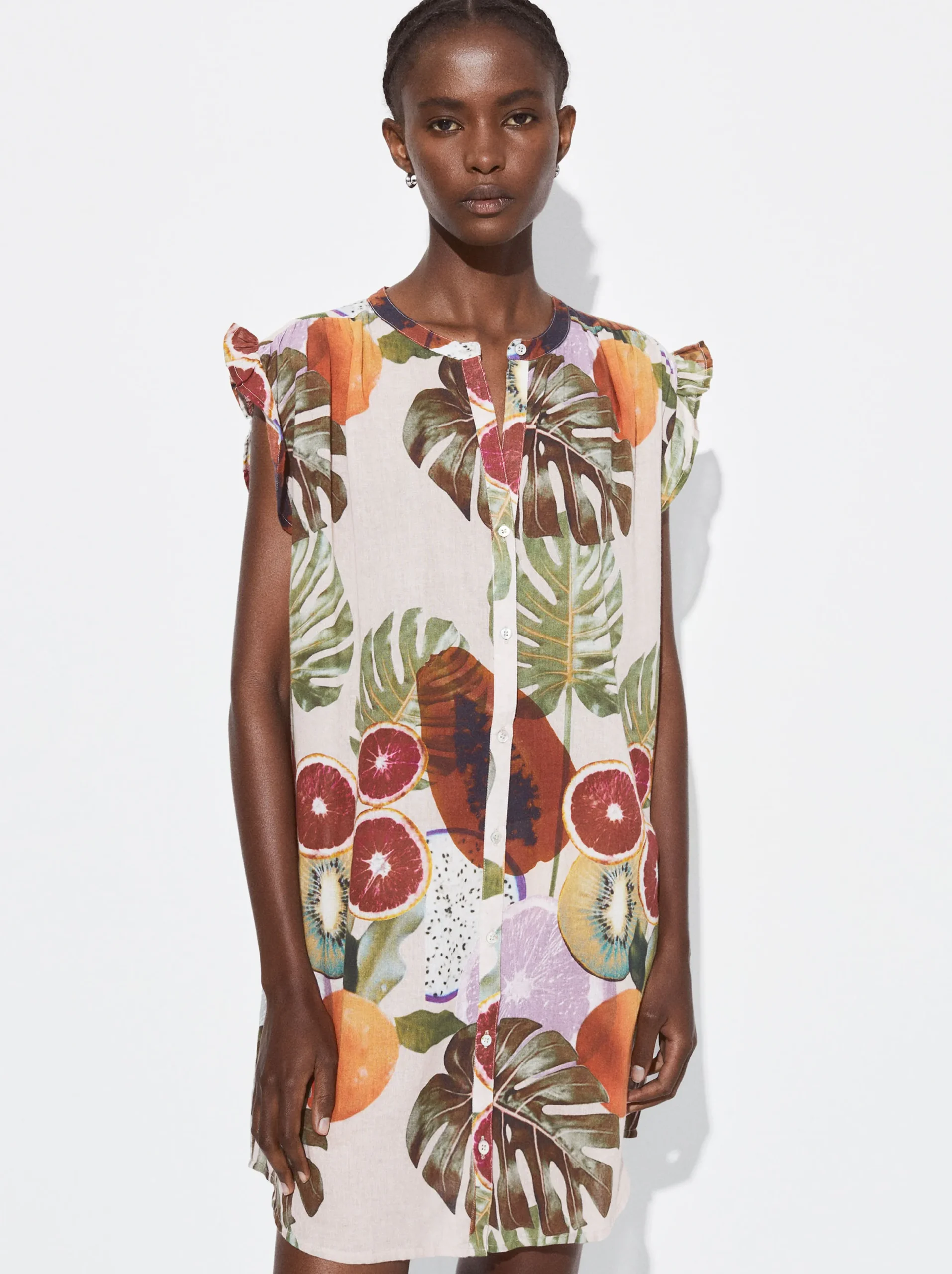 PARFOIS Vestido Camisero Estampado Multicor Hot