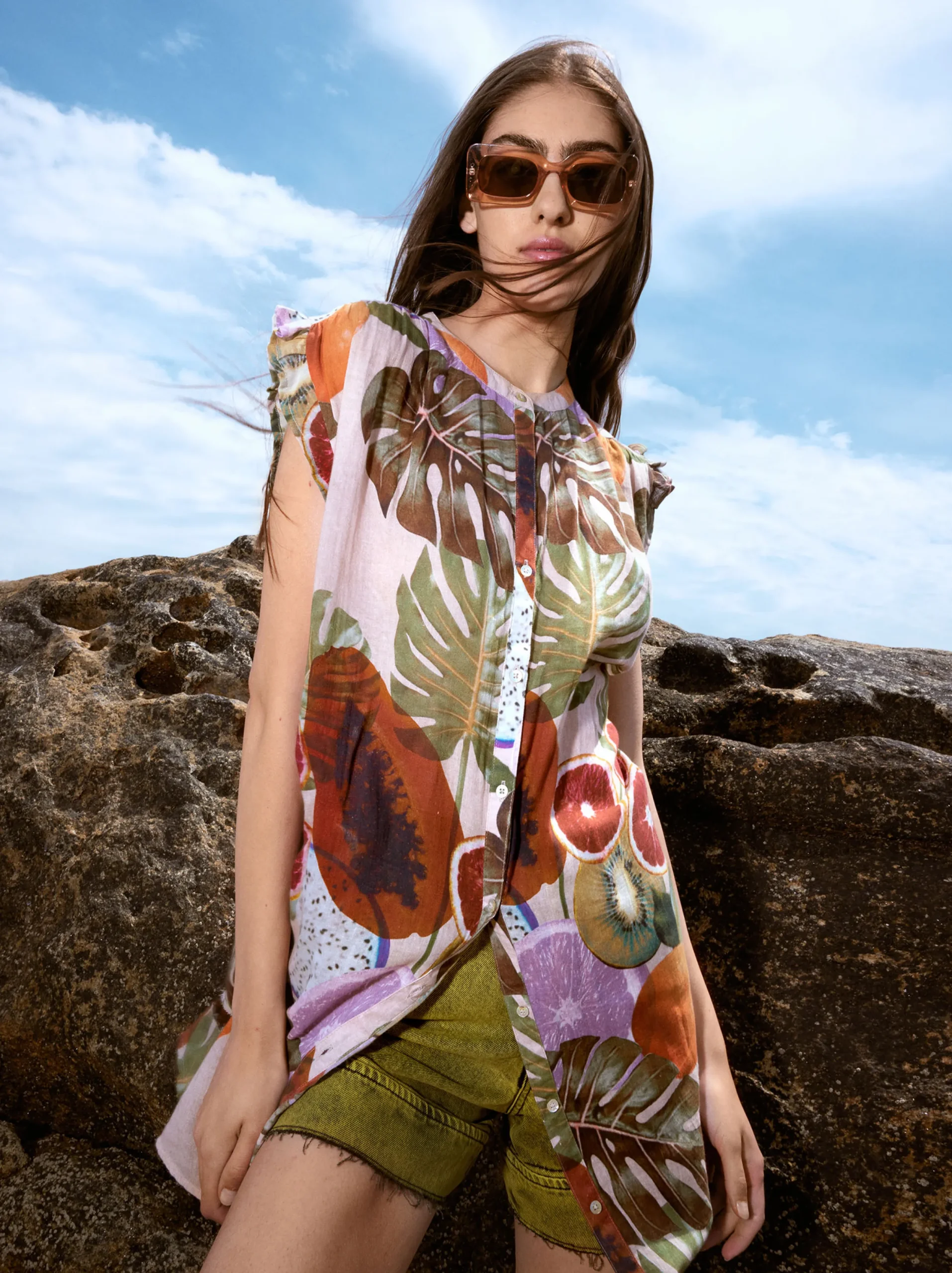 PARFOIS Vestido Camisero Estampado Multicor Hot
