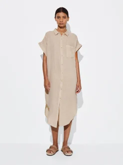 PARFOIS Vestido Camisero Lino Beige Clearance