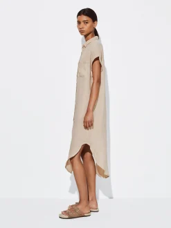 PARFOIS Vestido Camisero Lino Beige Clearance