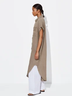 PARFOIS Vestido Camisero Lino Caqui New