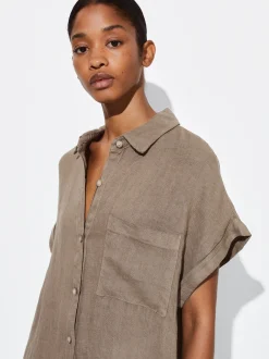 PARFOIS Vestido Camisero Lino Caqui New
