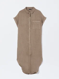 PARFOIS Vestido Camisero Lino Caqui New