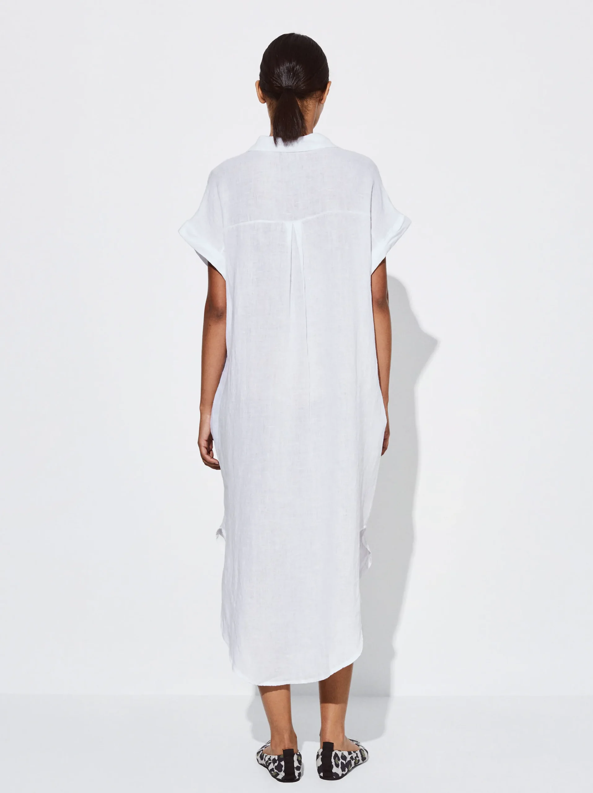 PARFOIS Vestido Camisero Lino Blanco Outlet