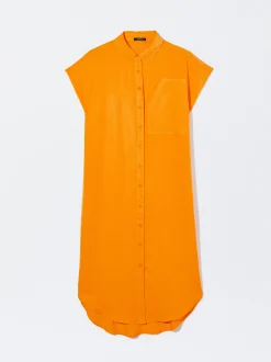 PARFOIS Vestido Camisero Lyocell Naranja Hot