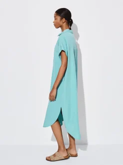 PARFOIS Vestido Camisero Lyocell Azul Clearance