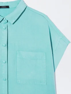 PARFOIS Vestido Camisero Lyocell Azul Clearance