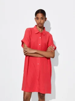 PARFOIS Vestido Camisero Lyocell Rojo Best Sale