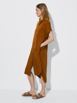 PARFOIS Vestido Camisero Lyocell Marr&oacute;n Best Sale