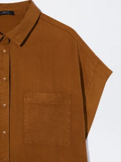 PARFOIS Vestido Camisero Lyocell Marr&oacute;n Best Sale