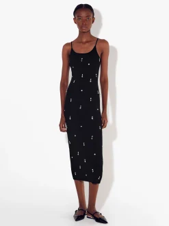 PARFOIS Vestido De Punto Con Aplicaciones Negro Store