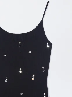 PARFOIS Vestido De Punto Con Aplicaciones Negro Store