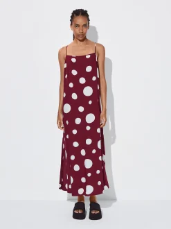 PARFOIS Vestido De Tirantes Estampado Burdeos Outlet