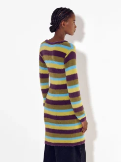 PARFOIS Vestido Efecto Pelo Con Rayas Multicor Cheap