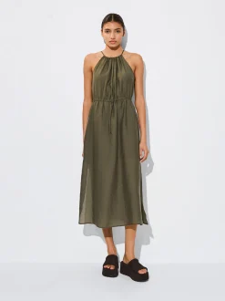 PARFOIS Vestido Fluido Cintura Ajustable Caqui Hot