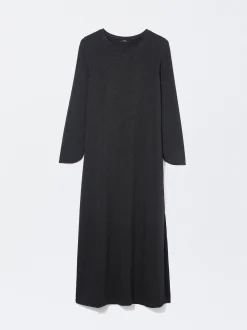PARFOIS Vestido Largo Con Abertura Gris Best Sale