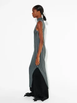 PARFOIS Vestido Largo Con Rayas Negro Best