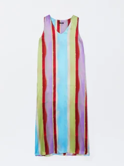 PARFOIS Vestido Largo Con Rayas Multicor Cheap