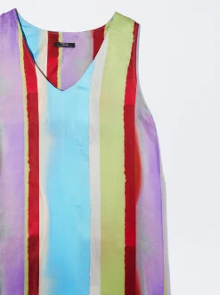 PARFOIS Vestido Largo Con Rayas Multicor Cheap
