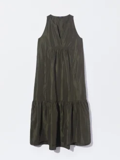 PARFOIS Vestido Largo Con Volantes Caqui New