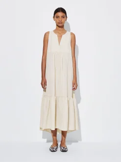 PARFOIS Vestido Largo Con Volantes Crudo Online