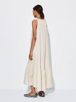PARFOIS Vestido Largo Con Volantes Crudo Online