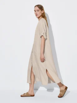 PARFOIS Vestido Largo De Lino Beige Clearance